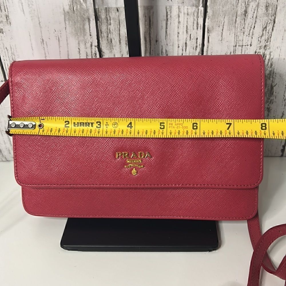 PRADA Saffiano clutch crossbody pink bag - Picture 15 of 16